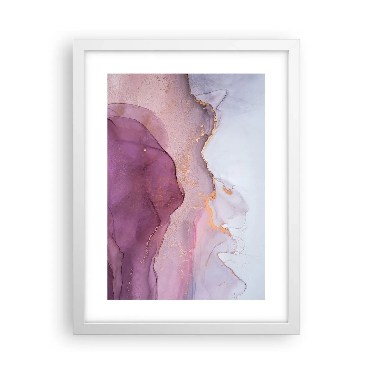 Poster in white frmae - Waves of Violet and Purple - 30x40 cm