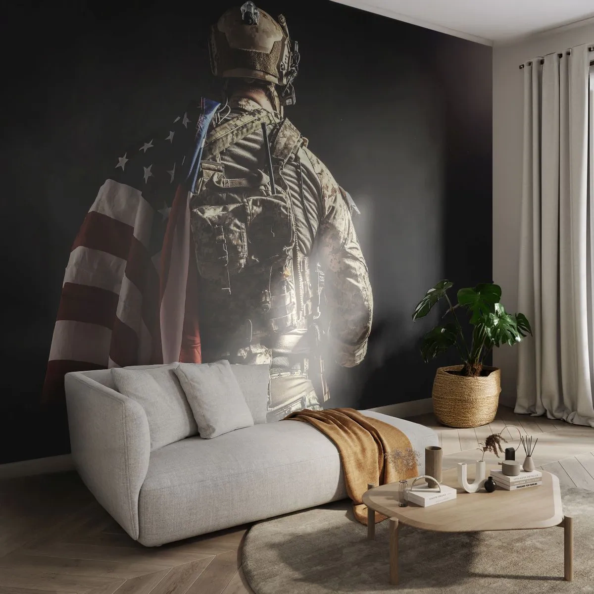 Self-Adhesive Photo Wallpaper Deluxe Sticker - That's Why - Soldier, American Flag, Commando - 250x175 cm