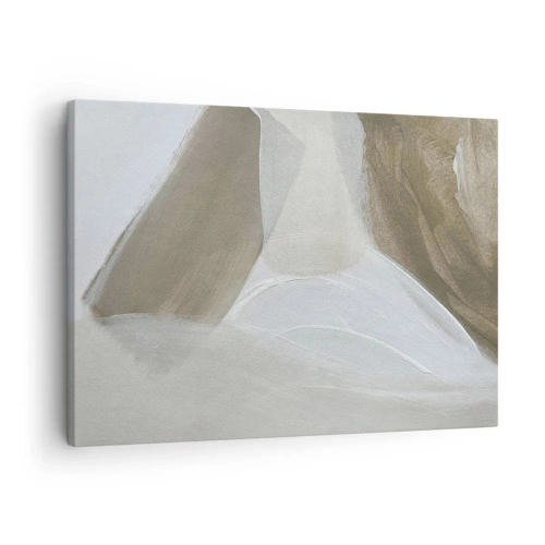 Canvas picture - Delicate abstraction in shades of beige and white - 70x50cm - Waves of White - Modern wall decoration for the living room and bedroom ARTTOR