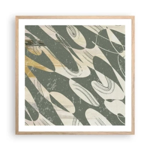 Poster in light oak frame - Rhytmic Abstract - 60x60 cm