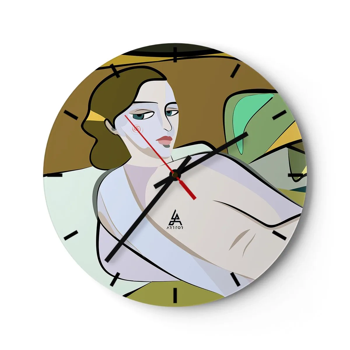 Wall clock - Clock on glass - Intimate Portrait - 40x40 cm