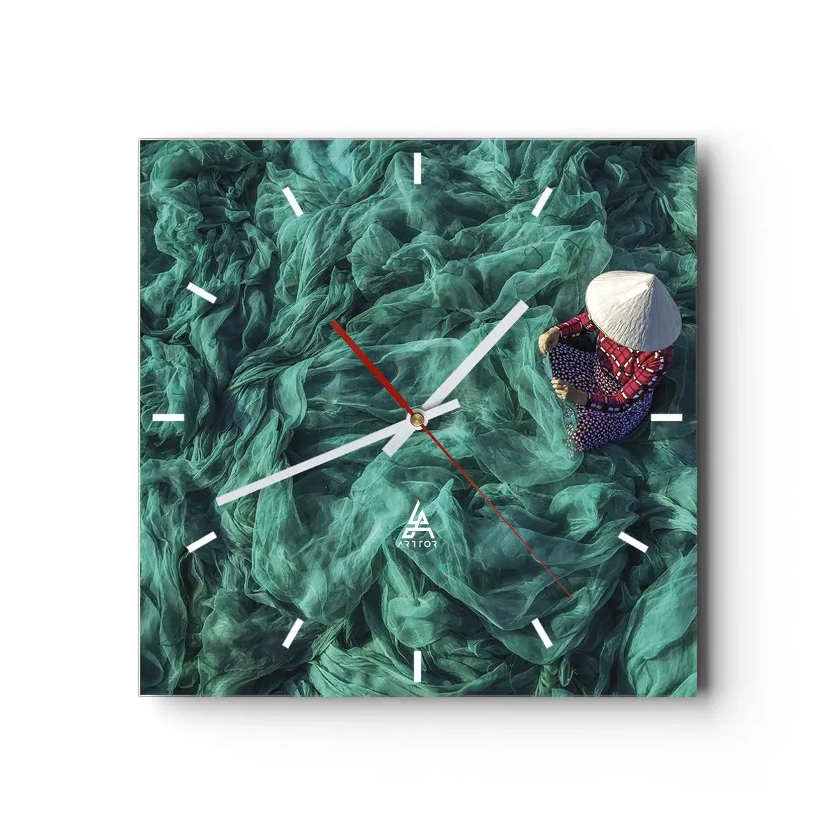 Wall clock - Clock on glass - In the Sea of Nets - 30x30 cm