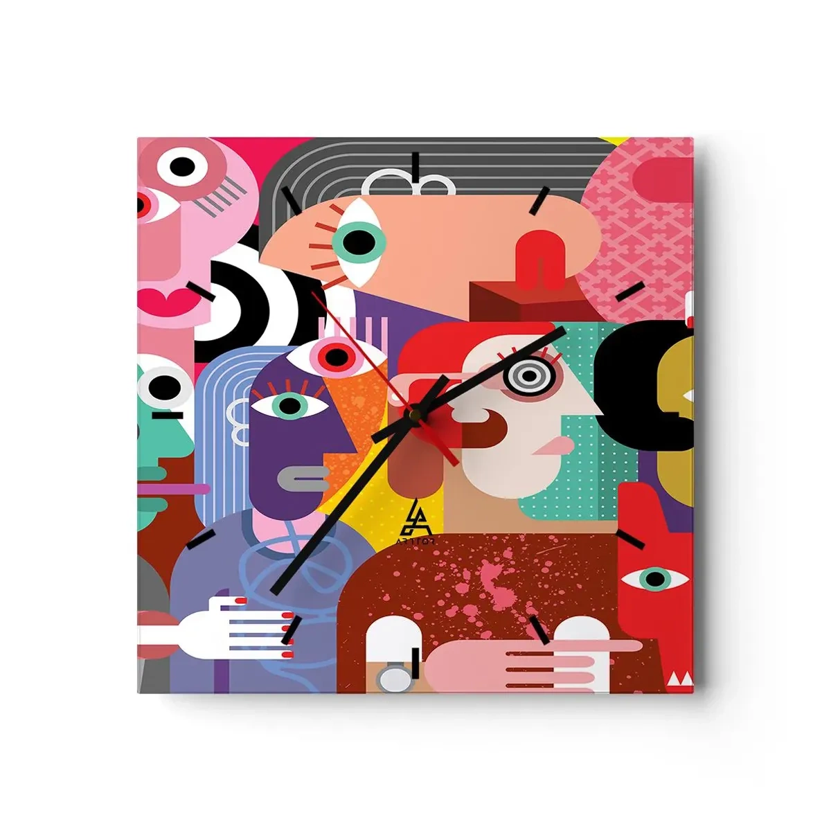 Wall clock - Clock on glass - Picasso Sent Us - 30x30 cm