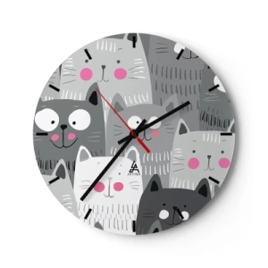 Wall clock - Clock on glass - Cat's World - 40x40 cm