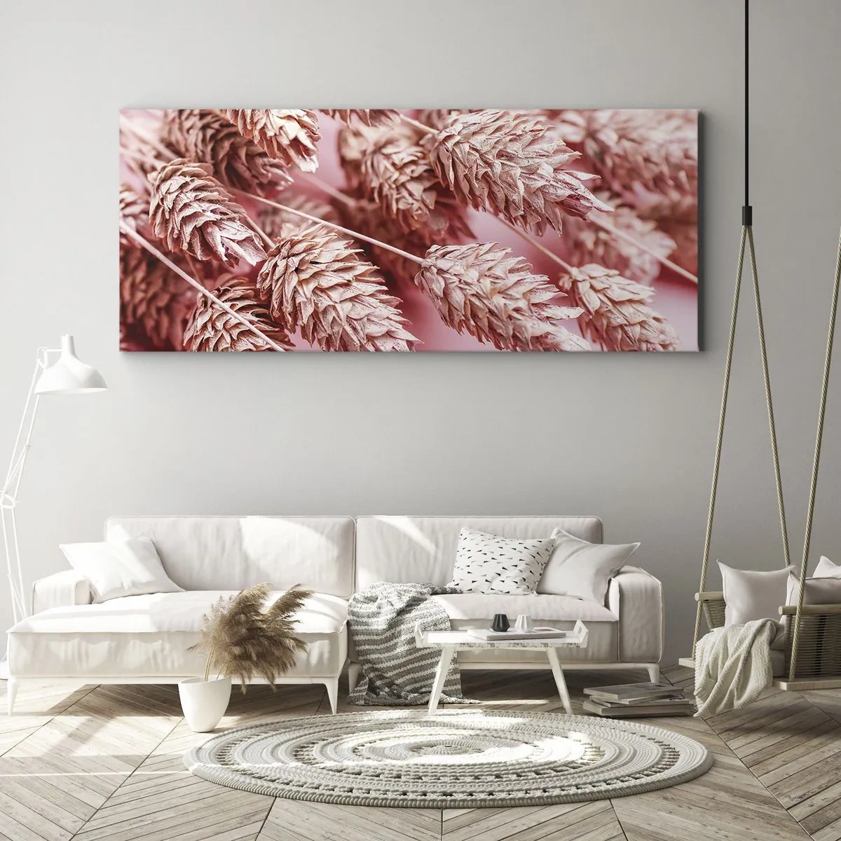 Canvas picture - Flowery Cascade in Pink - 90x30 cm