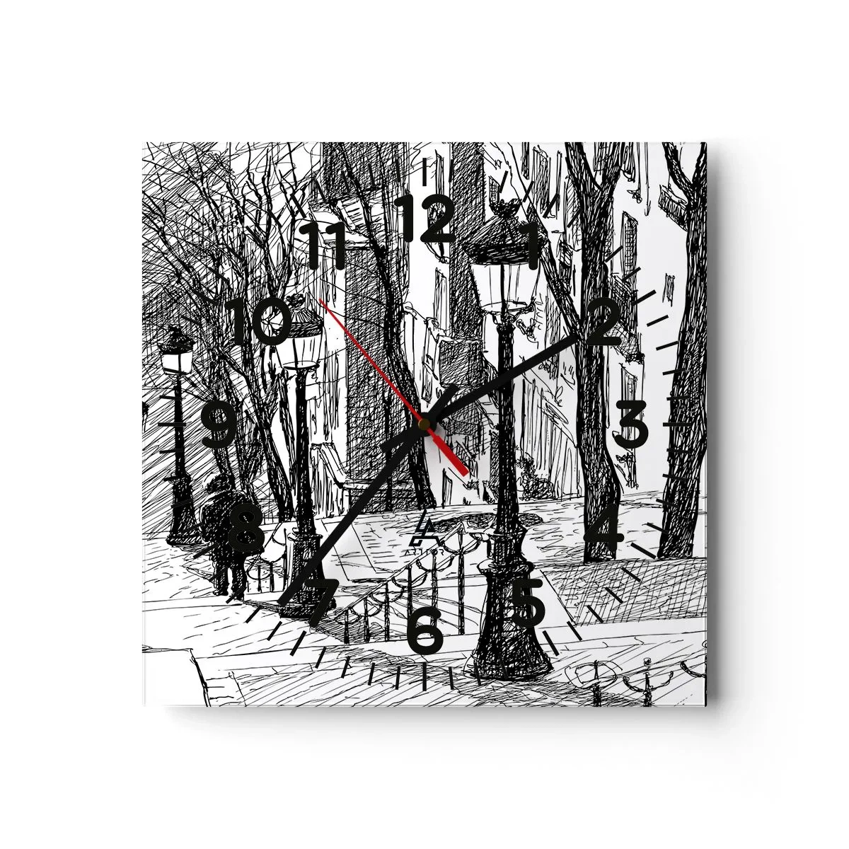 Wall clock - Clock on glass - Love Story or a Thriller? - 40x40 cm