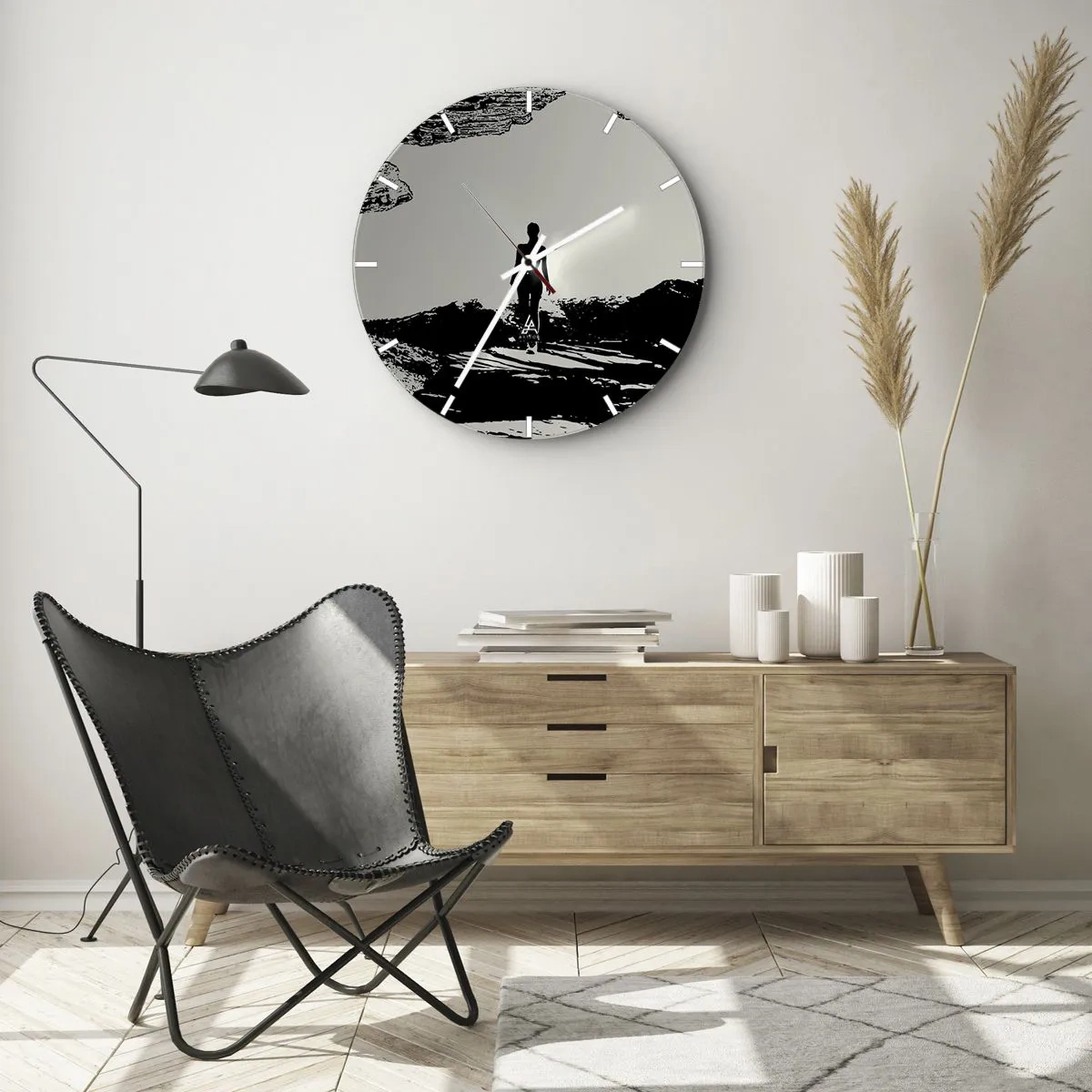 Wall clock - Clock on glass - New Look - 40x40 cm