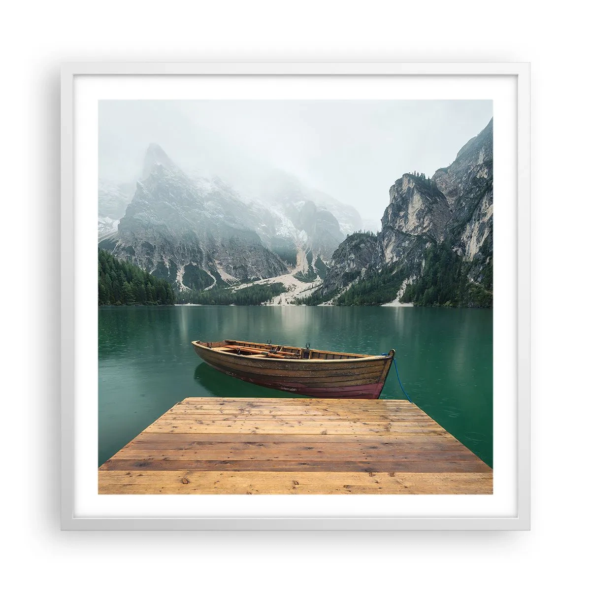 Poster in white frmae - Boat Found Solitude - 60x60 cm