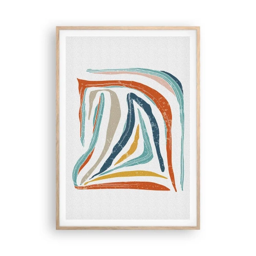 Poster in light oak frame - Abstract with a Friendly Smile - 70x100 cm