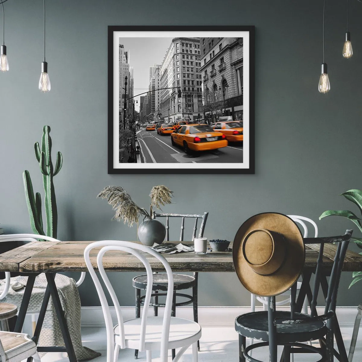 Poster in black frame - Suns of a Big City - 30x30 cm