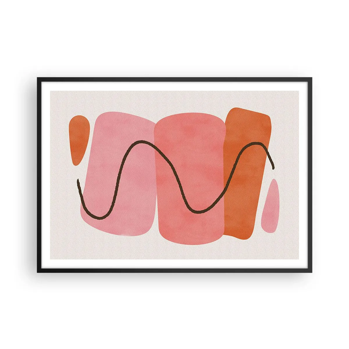 Poster in black frame - Gentle Movement of forms - 100x70 cm