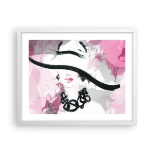 Poster in white frmae - Portrait of a Lady in Black and Pink - 50x40 cm