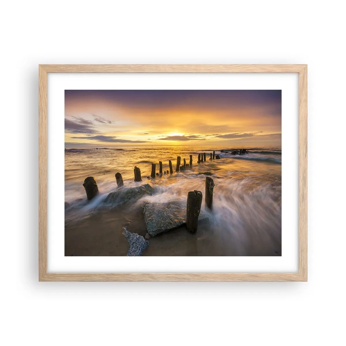 Poster in light oak frame - Raw Beauty of the Baltic Sea - 50x40 cm
