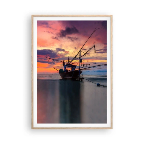 Poster in light oak frame - Exotic Evening - 70x100 cm