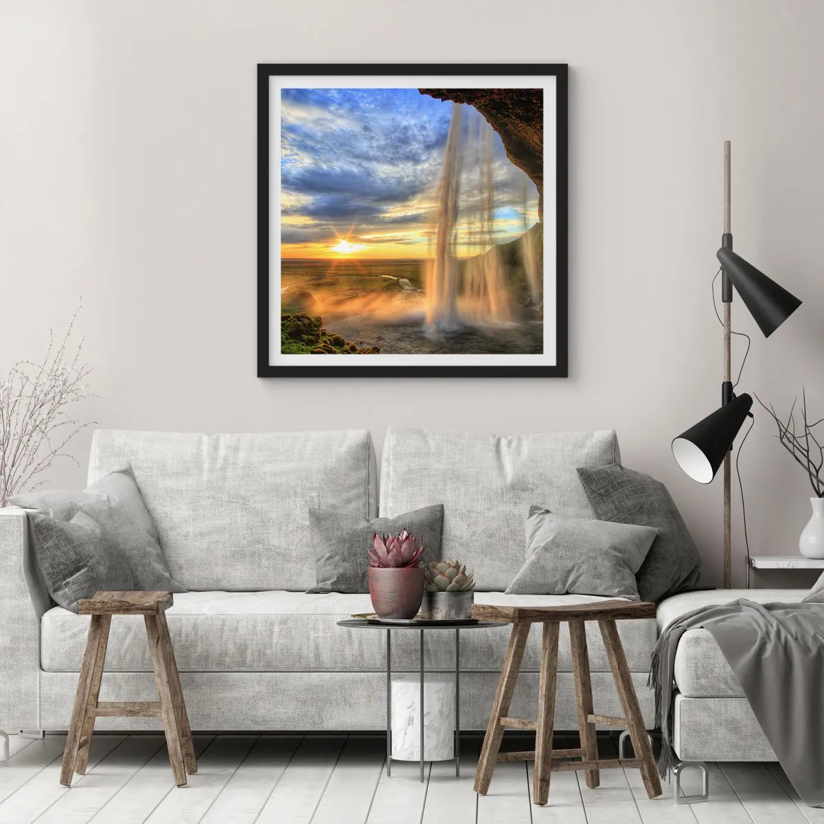 Poster in black frame - World behind Raindrops - 50x50 cm