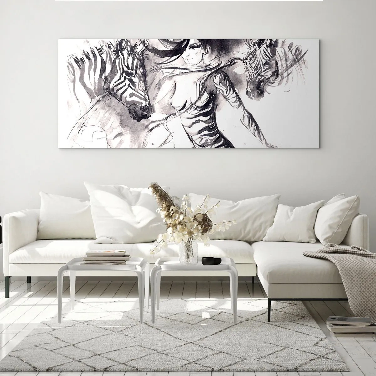 Glass picture - Dancing With Zebras - 160x50 cm