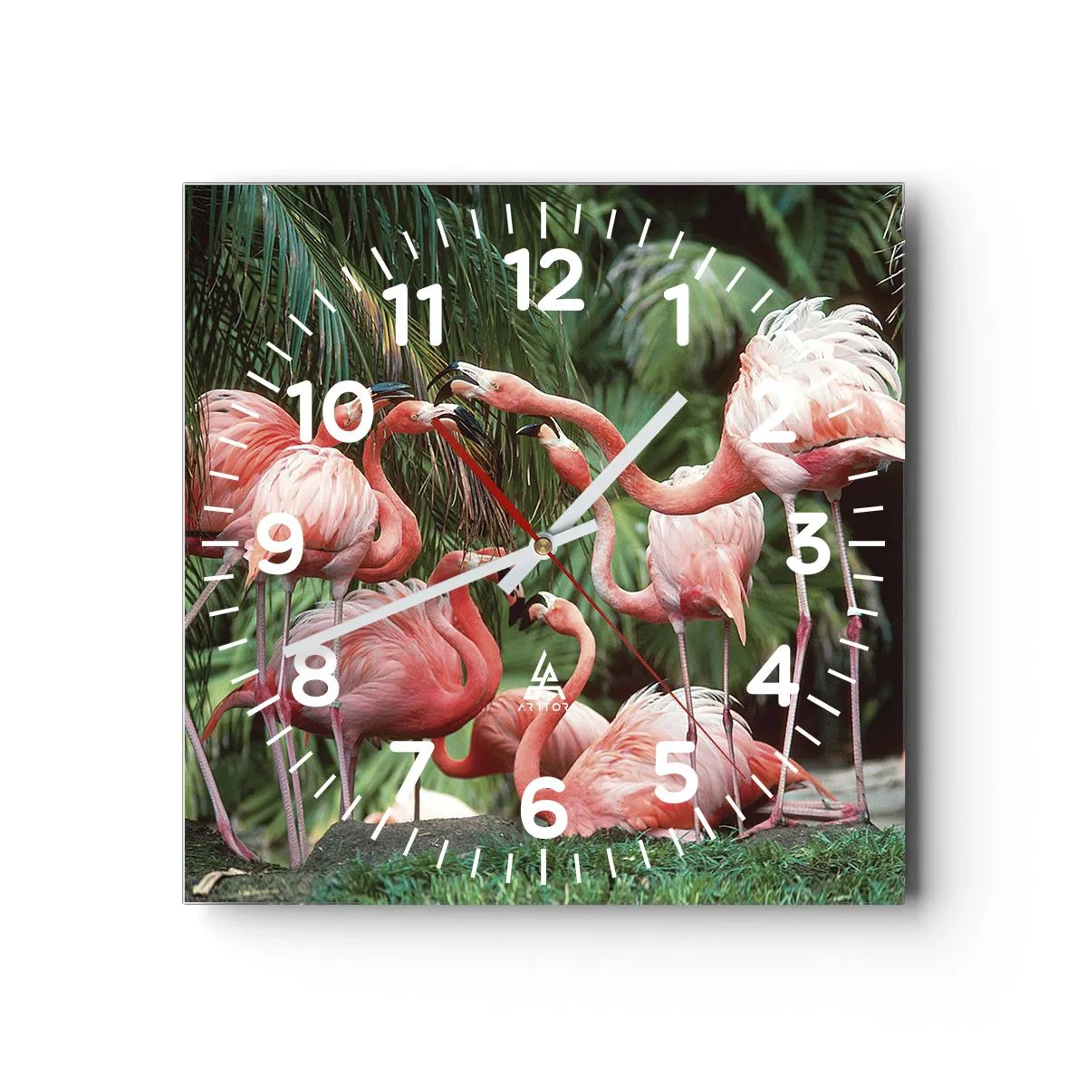 Wall clock - Clock on glass - Afternoon Gossip - 30x30 cm