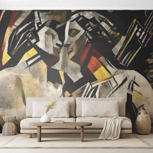 Photo Wallpaper Premium Canvas - Kiss Of A Statue - Couple in love, Cubism, Kiss - 250x175 cm