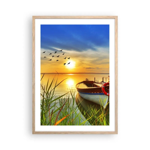 Poster in light oak frame - Cormorants Are Flying Away - 50x70 cm