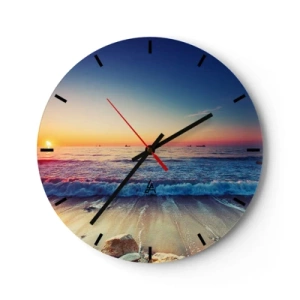 Wall clock - Clock on glass - What Is behind the Horizon? - 40x40 cm