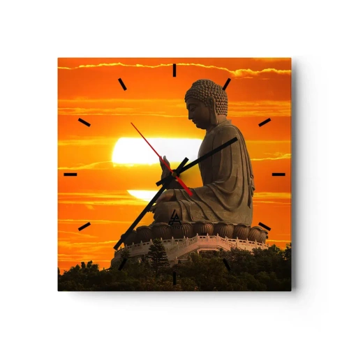 Wall clock - Clock on glass - Facing the World - 40x40 cm