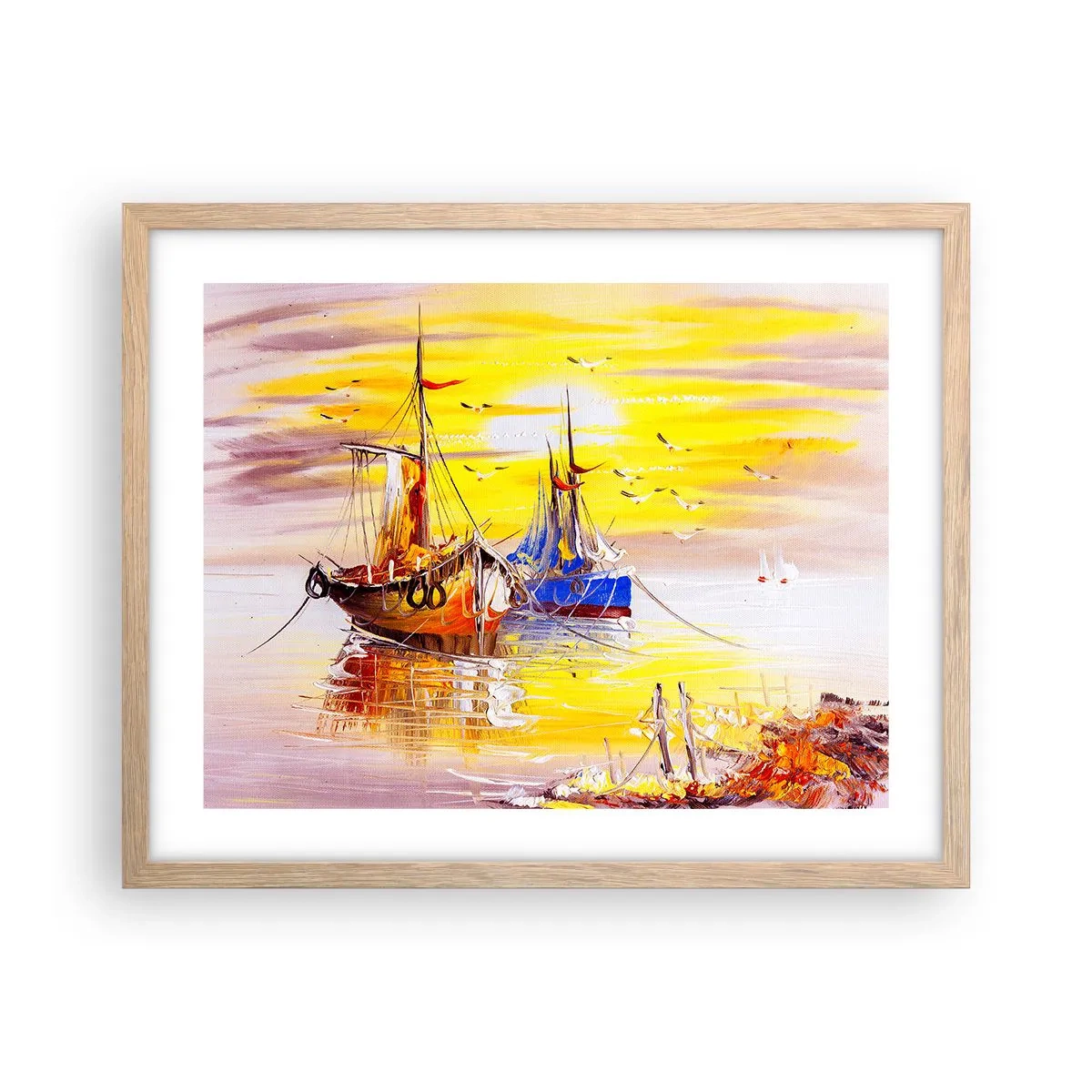 Poster in light oak frame - Deserved Rest in Port - 50x40 cm