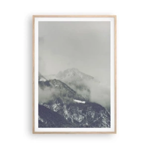 Poster in light oak frame - Foggy valley - 70x100 cm