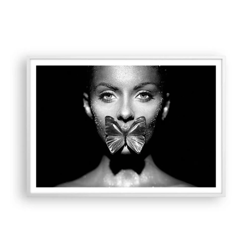 Poster in white frmae - Butterfly Kiss - 100x70 cm