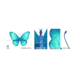 Photo Wallpaper Sample Self-Adhesive Deluxe Sticker - Turquoise by Nature - Butterfly, For children, Graphics - 100x30 cm