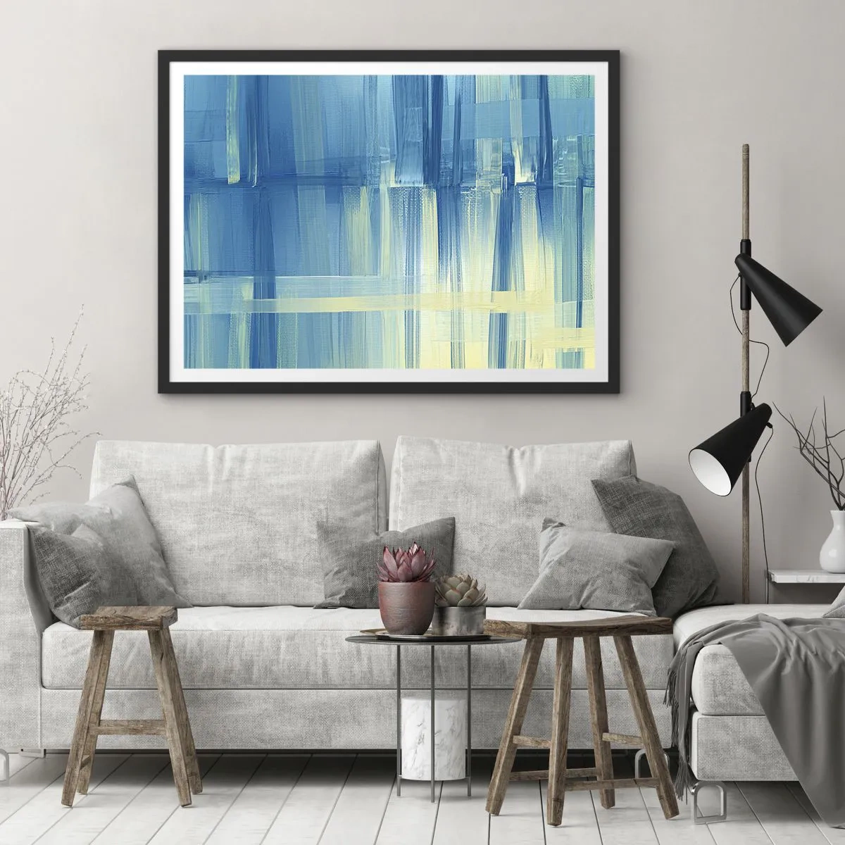 Poster in black frame - Composition In Turquoise - 40x30 cm