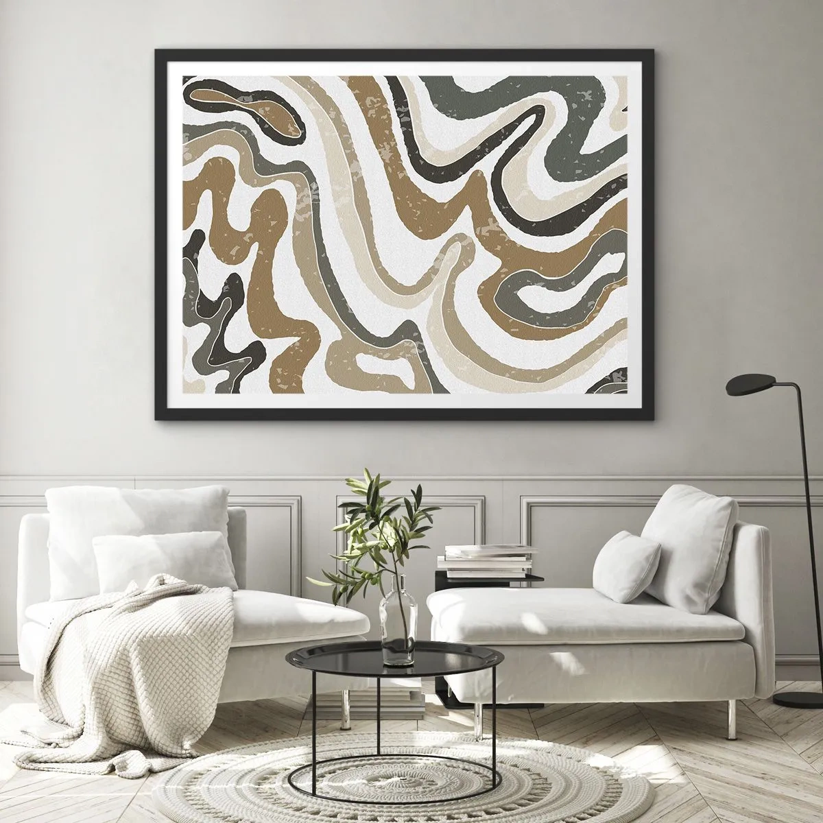 Poster in black frame - Meanders of Earth Colours - 100x70 cm