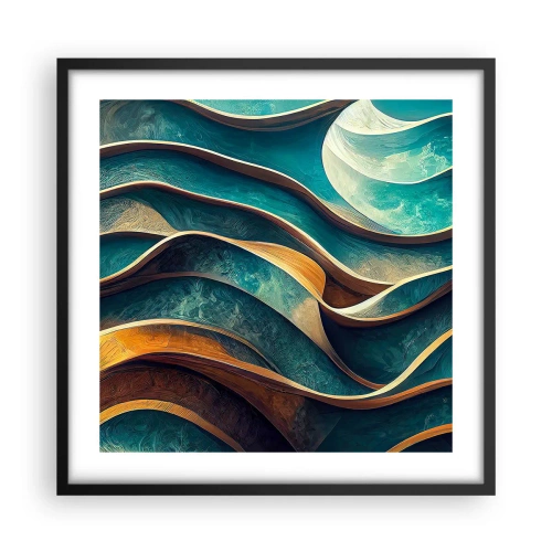 Poster in black frame - Meanderings of Blue - 50x50 cm
