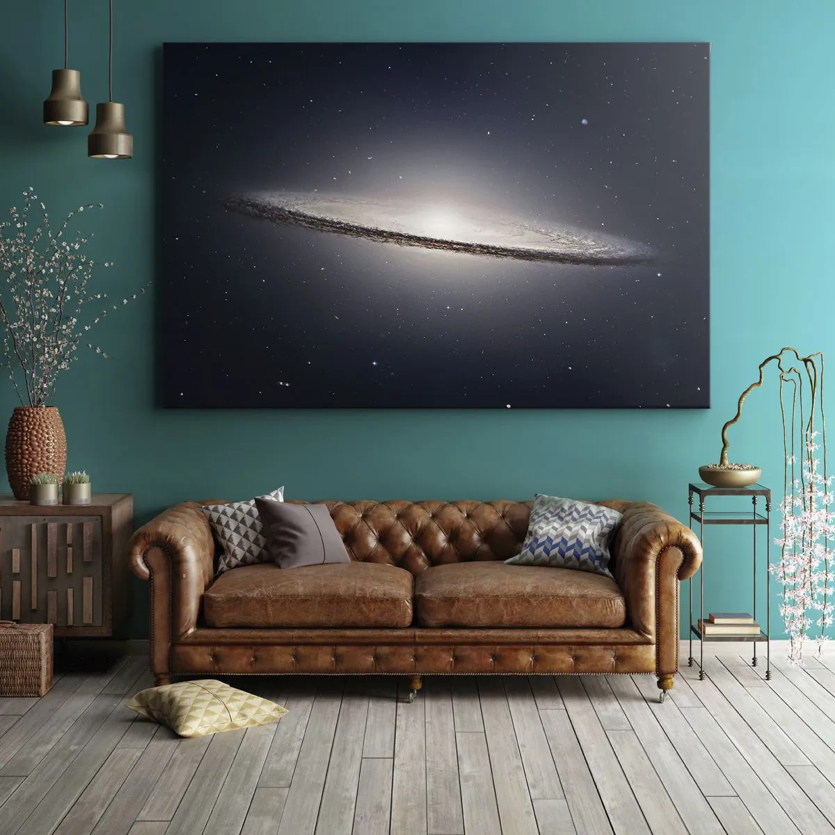 Canvas picture - A spiral galaxy against the backdrop of starry space - 70x50cm - A Long Time Ago in a Distant Galaxy - Modern wall decoration for the living room and bedroom ARTTOR