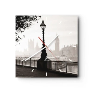 Wall clock - Clock on glass - London Morning - 30x30 cm