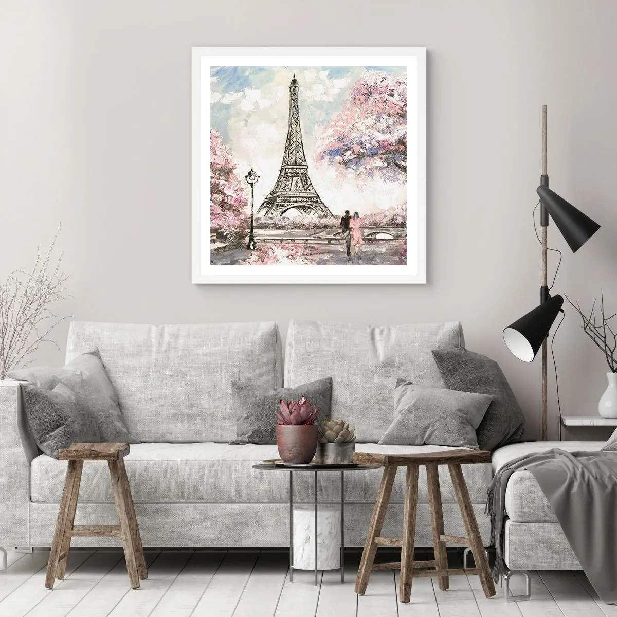 Poster in white frmae - April Walk in Paris - 40x40 cm