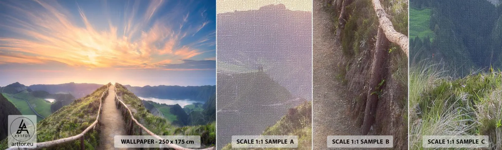 Photo Wallpaper Sample Premium Canvas - Close to Heaven - Mountain landscape, Nature, Sunset - 100x30 cm