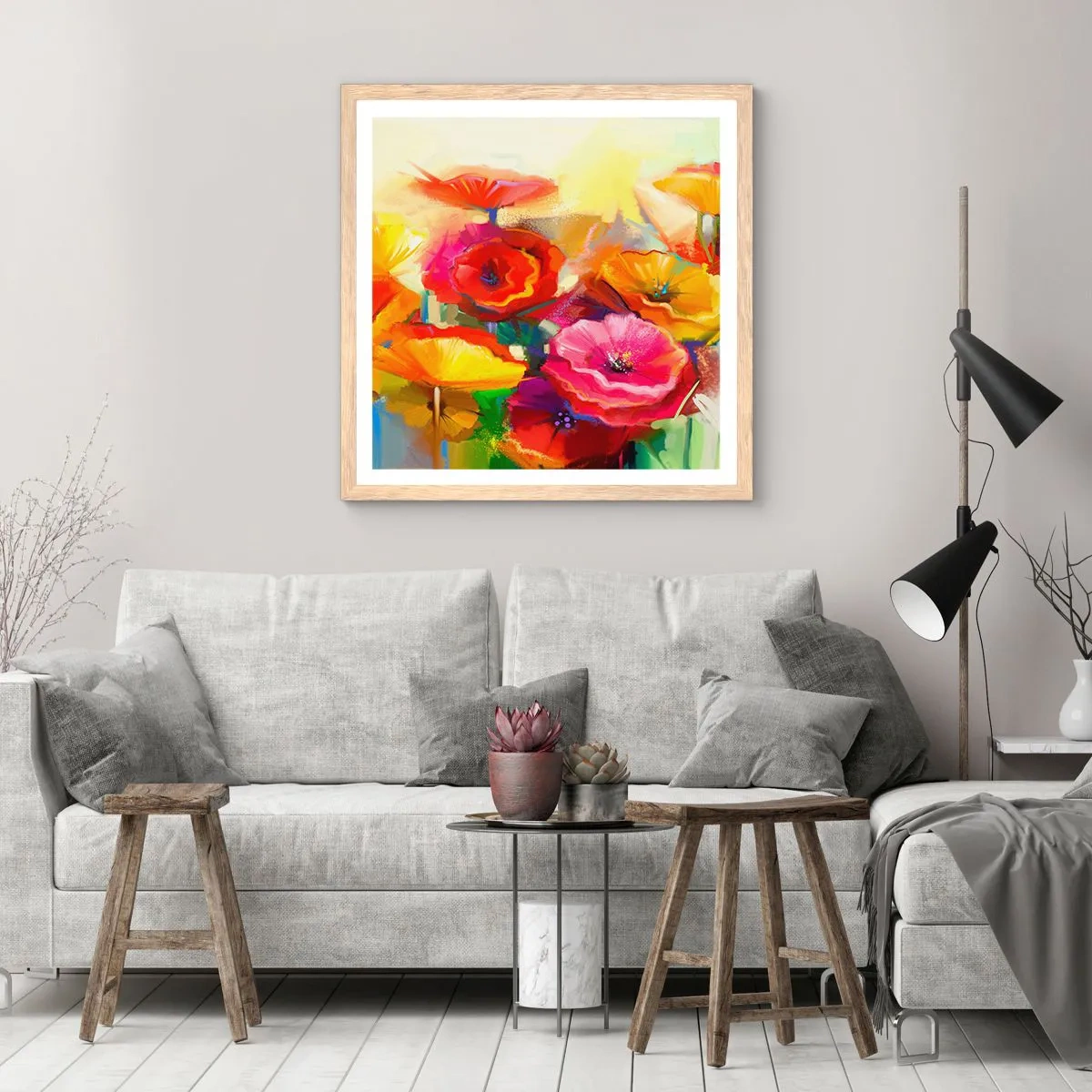 Poster in light oak frame - Not Only Red - 30x30 cm