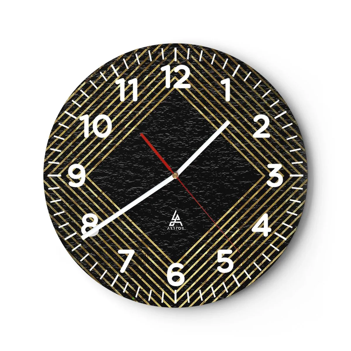 Wall clock - Clock on glass - Geometry Glamour Style - 40x40 cm