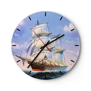 Wall clock - Clock on glass - Proudly with Wind - 40x40 cm