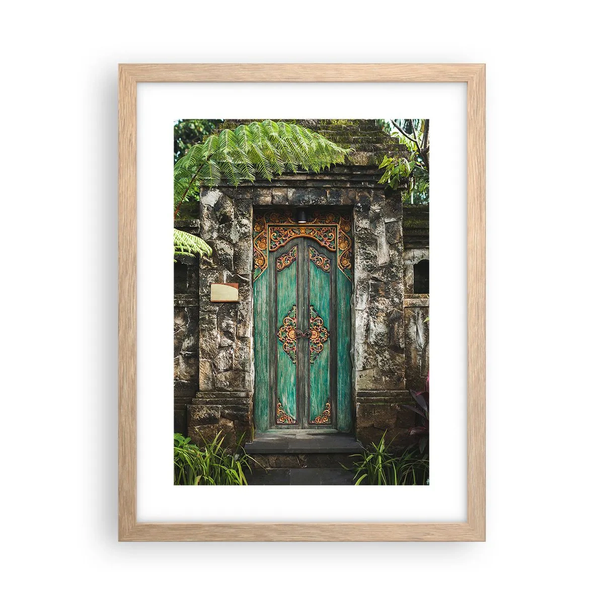 Poster in light oak frame - Door to Exotic World - 30x40 cm