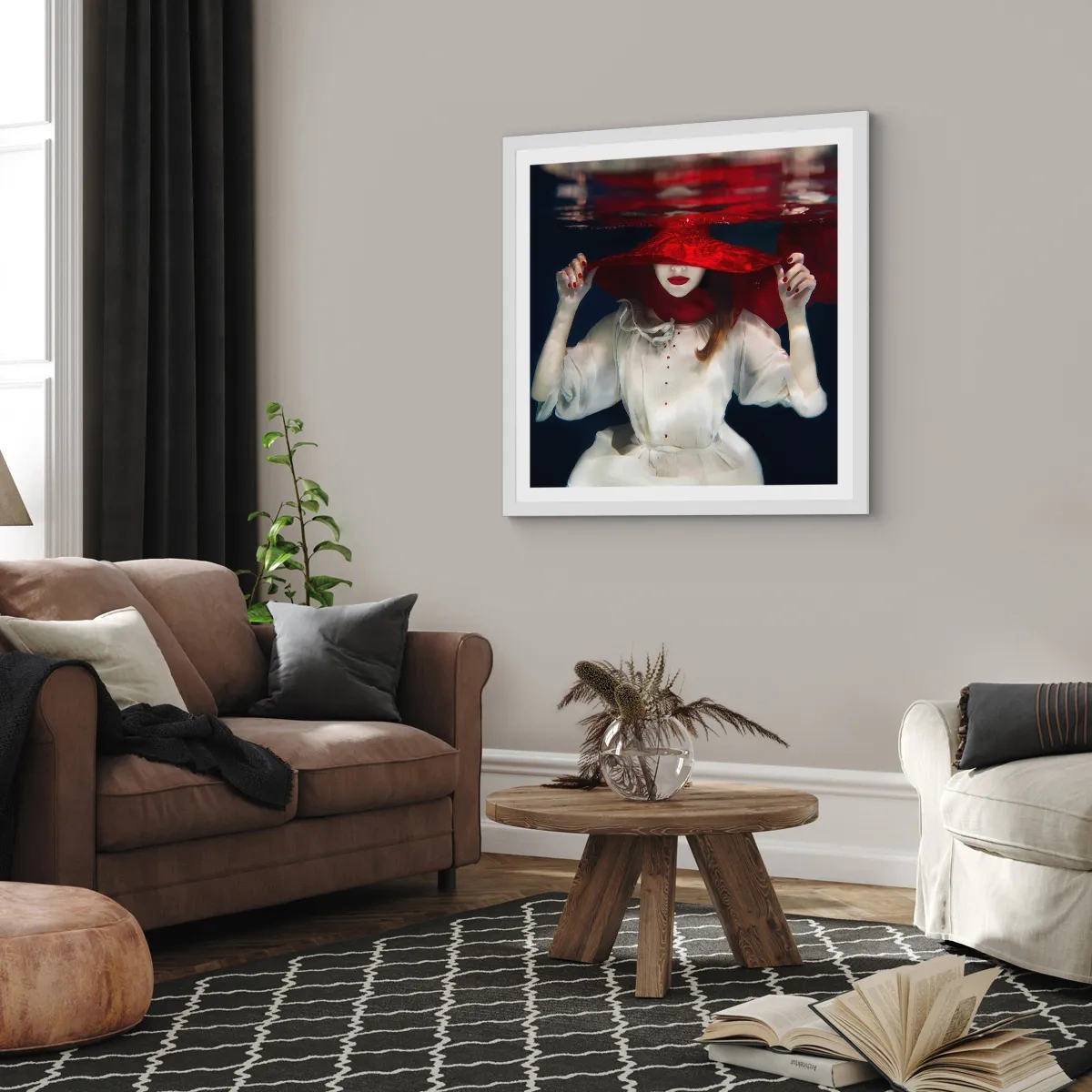 Poster in white frmae - Mysterious Woman - 40x40 cm