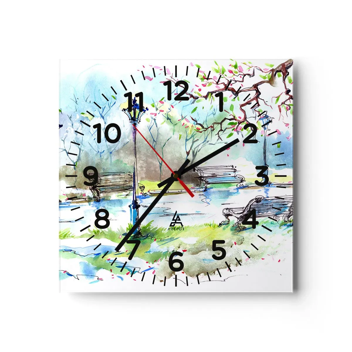 Wall clock - Clock on glass - Charm of Park Silence - 40x40 cm