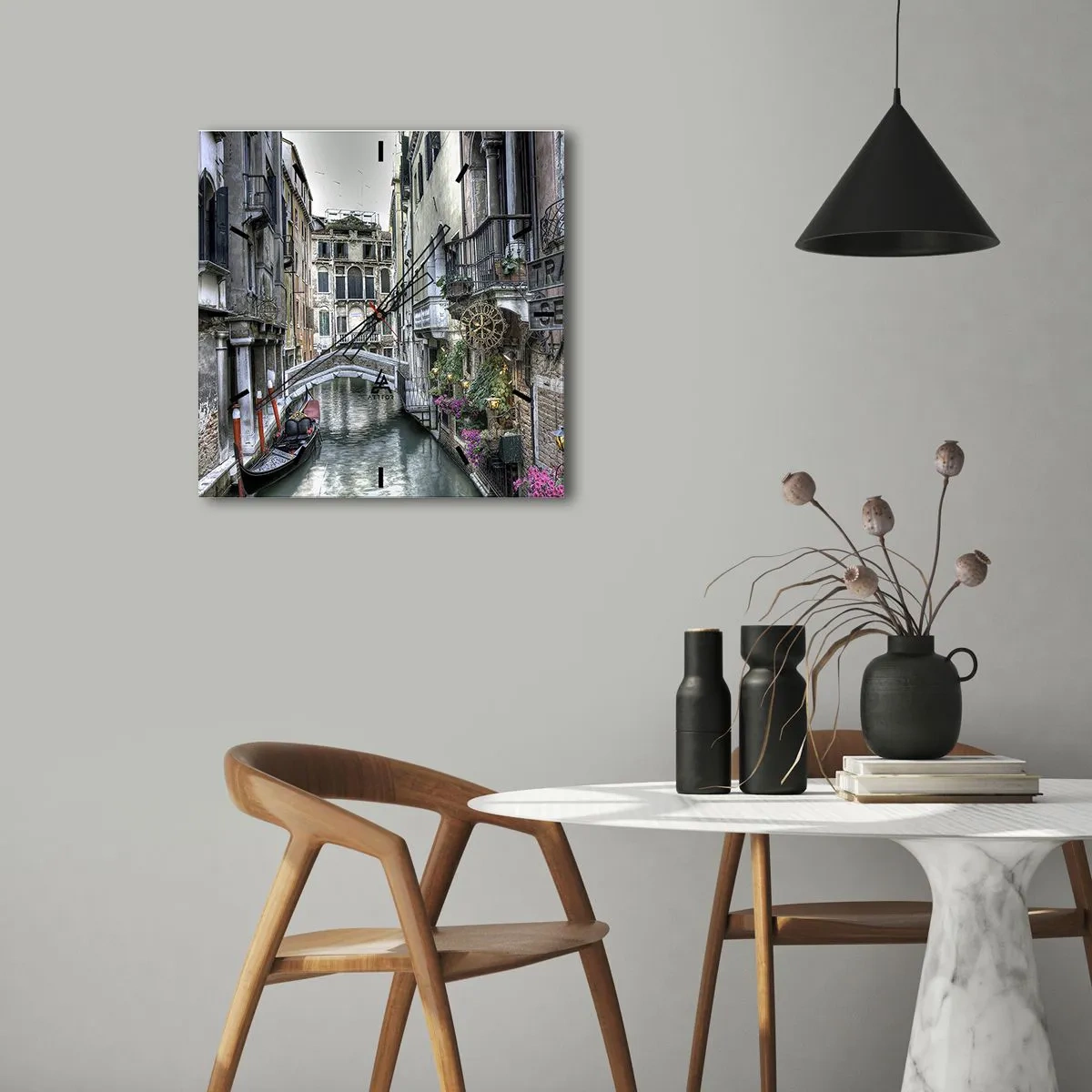 Wall clock - Clock on glass - For Centuries in Quiet Contemplation - 30x30 cm