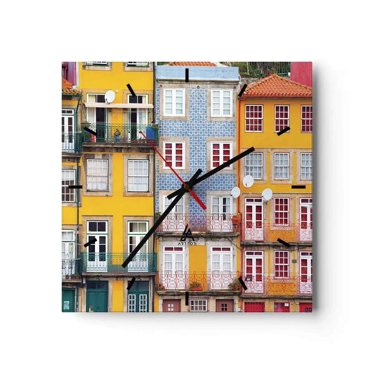 Wall clock - Clock on glass - Colours of Old Town - 30x30 cm