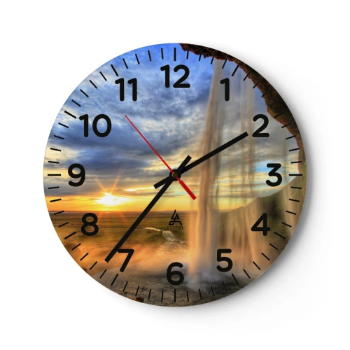Wall clock - Clock on glass - World behind Raindrops - 30x30 cm