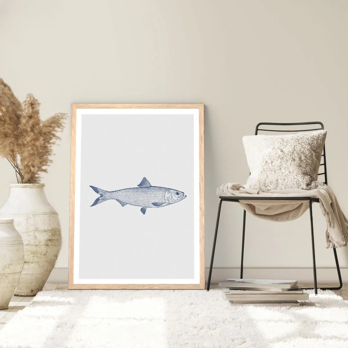 Poster in light oak frame - Greetings From Northern Seas - 70x100 cm