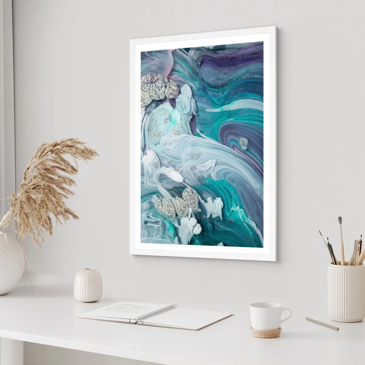 Poster in white frmae - Currents of Blue - 30x40 cm