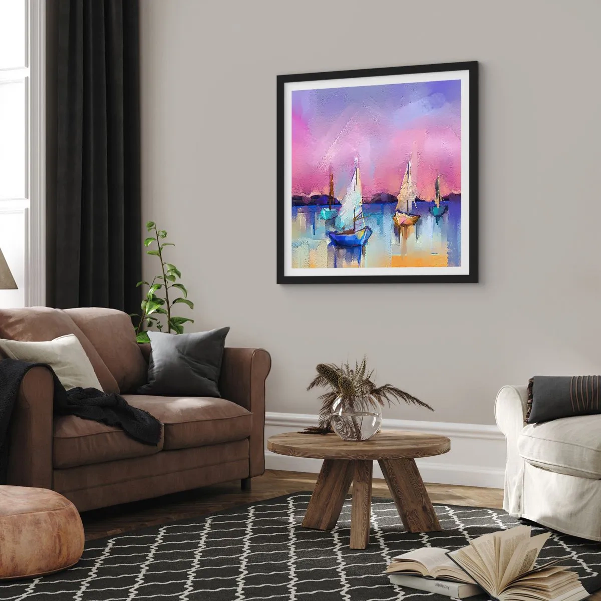 Poster in black frame - Direction: High Sees - 40x40 cm