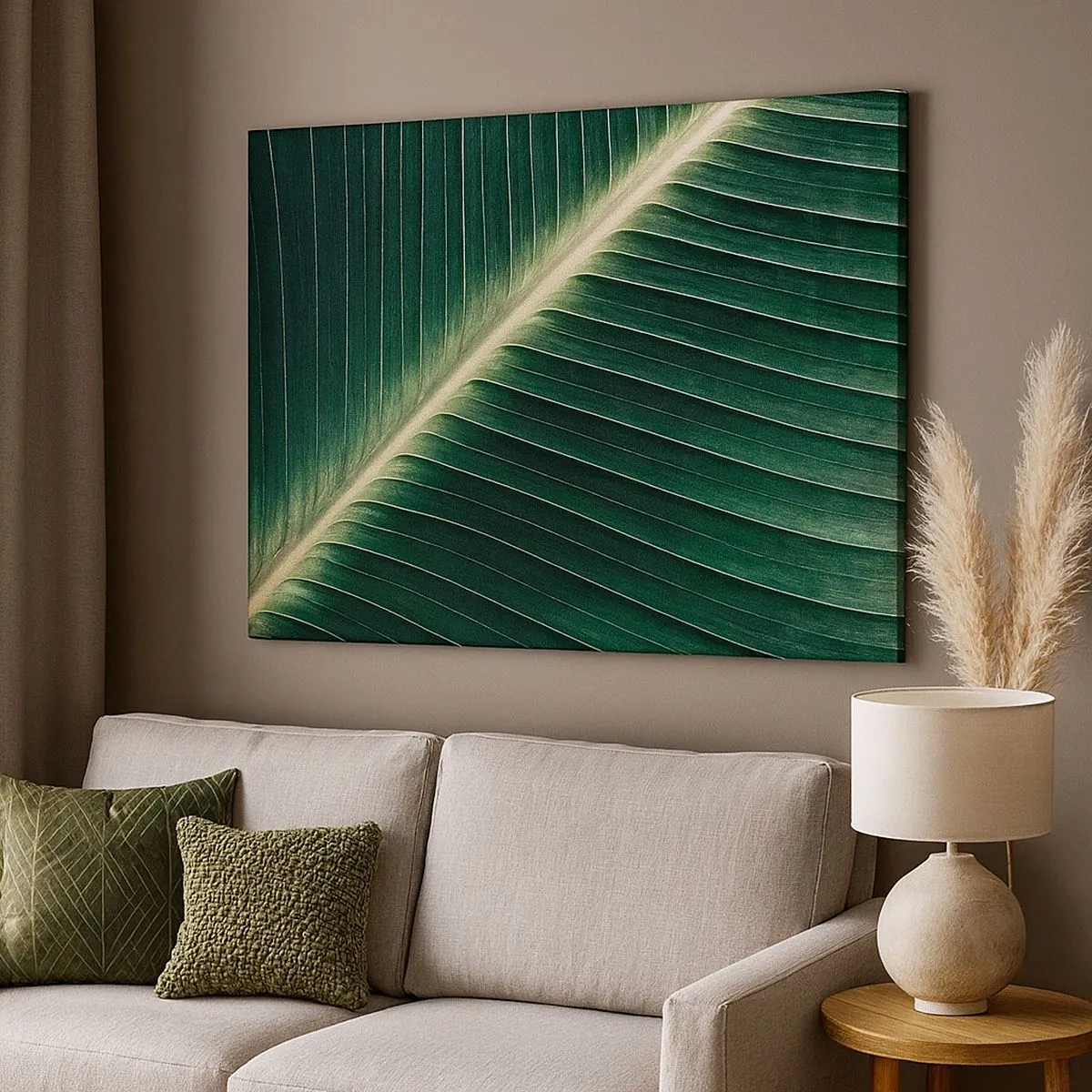 Canvas picture - Close-up of the structure of a green leaf - 70x50cm - Rhythm of Nature - Modern wall decoration for the living room and bedroom ARTTOR