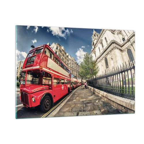 Glass picture - London Street in Grey and Red - 120x80 cm